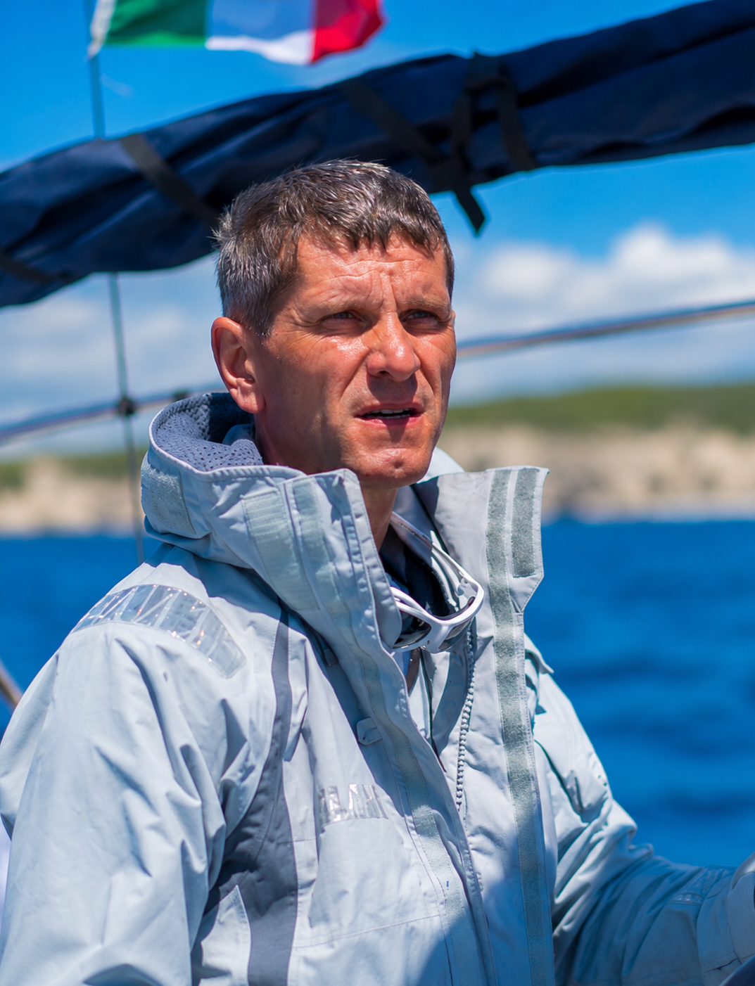 Maksim Shchukin, founder of Max Maris Yachting, onboard a sailing yacht